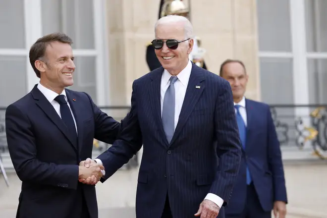 President Biden and President Macron at D-day commemorations in France last month