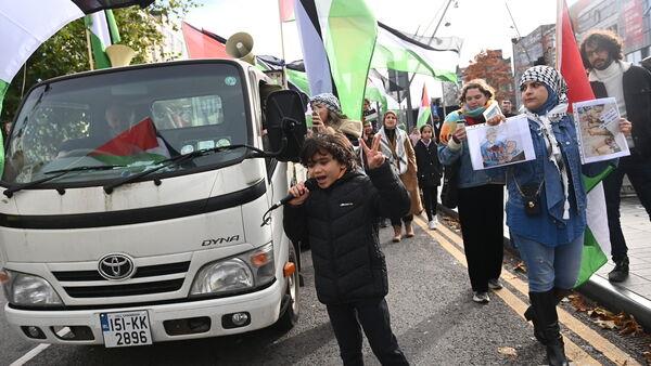 Seven-year-old boy leads  protest in Cork over Gaza bloodshed